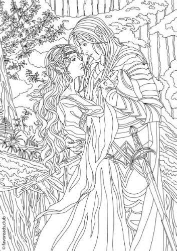 Fantasia Fantasy Romance Coloring Page Printable Adult Coloring