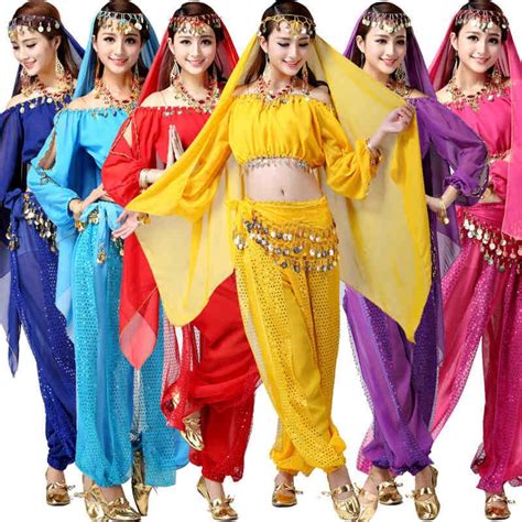4pcs Adult Belly Dance Costume Set Bollywood Tribal Gypsy Costume