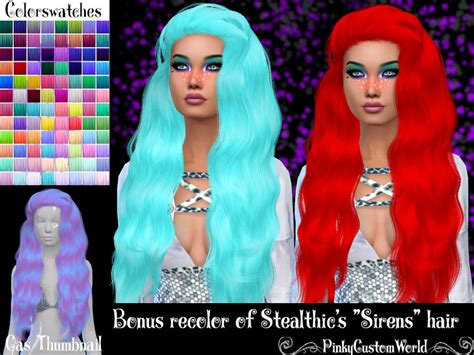 The Sims Resource Bonus Recolor Of Stealthics Sirens Hair