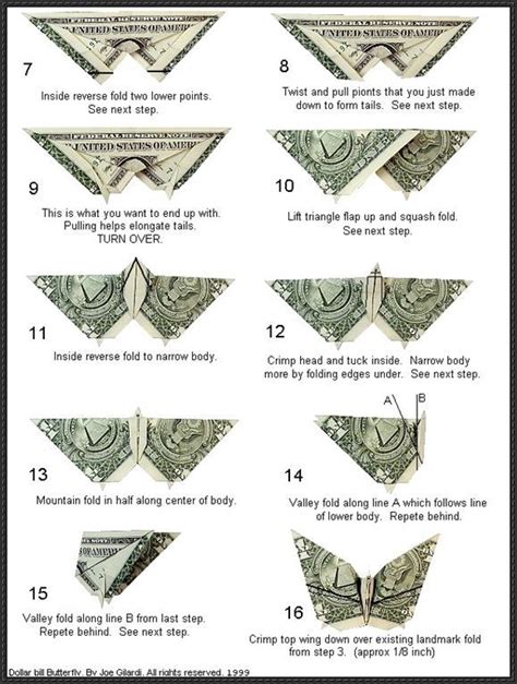 Dollarbill Butterfly Origami Tutorial Stepbystep Dollar Bill
