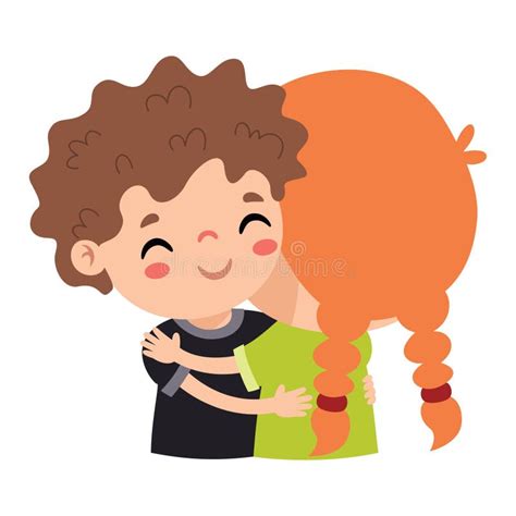 Cartoon Illustration Of Kids Hugging Stock Illustration Illustration