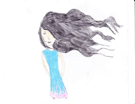 Drawing Of Girl With Her Hair In The Wind Girl Drawing Hair In The