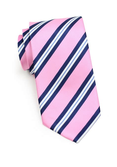 Preppy Striped Necktie In Pink And Navy Cheap
