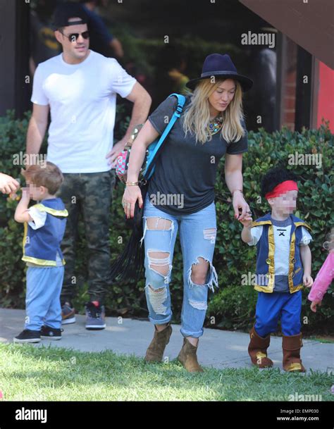 Hilary Duff Mike Comrie And Their Son Luca Comrie Arrive At Lucas