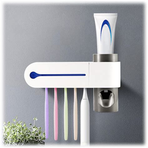 Toothbrush Holder With Ultraviolet Sterilizer Function Led Light Main Slot For 4 Toothbrushes 【国産】