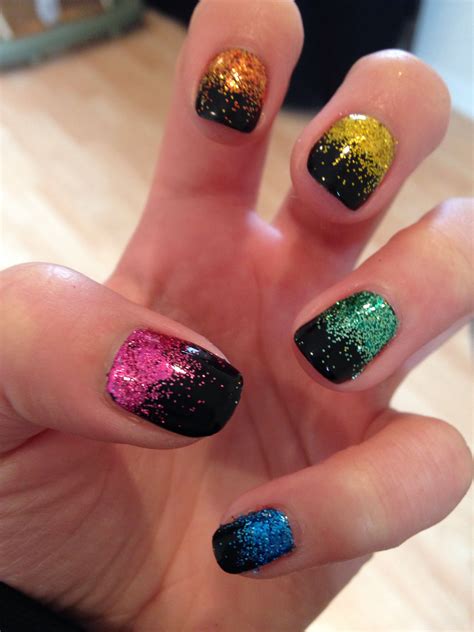 Rainbow Glitter Get Nails Manicure Nails