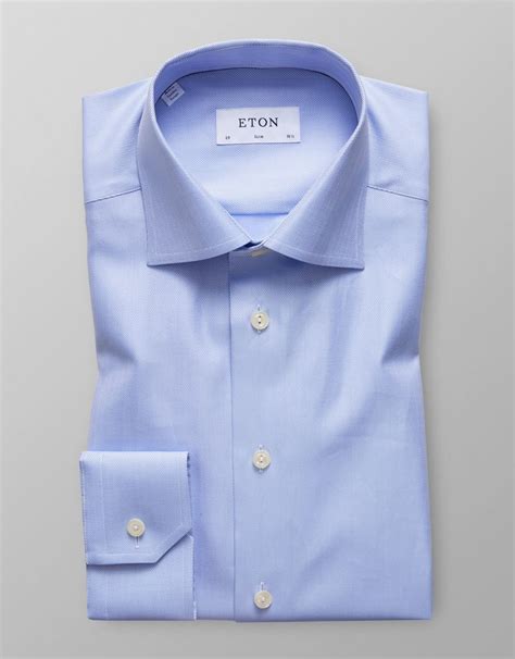 Eton Slim Fit Dress Shirt Herringbone Pattern Liles Clothing Studio