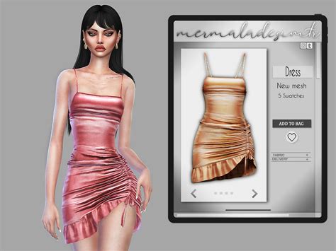 The Sims Resource Ruffled Bodycon Dress Mc