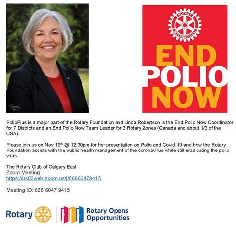 End Polio Now Webinar W Linda Robertson Thu Nov 19 Rotary 5360