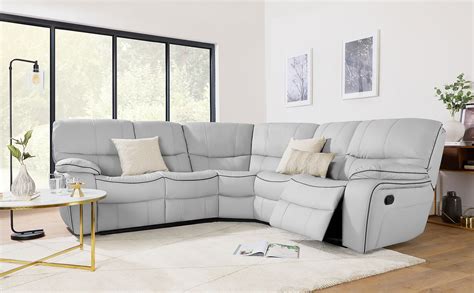 Beaumont Light Grey Leather Recliner Corner Sofa Furniture Choice