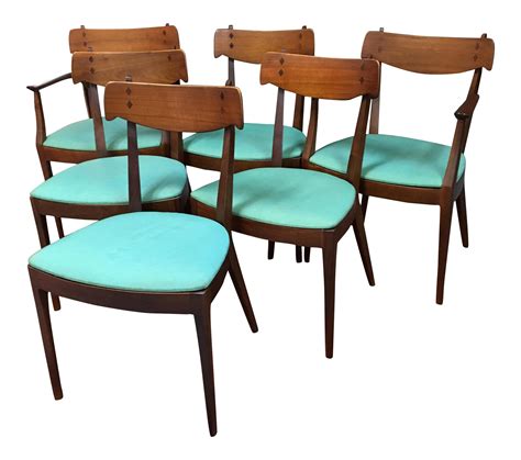Mid-Century Walnut Chairs Kipp Stewart for Drexel- Set of 6 | Chairish