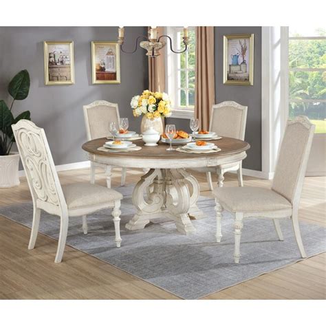 Furniture Of America Danthem Antique White Round Country Dining Table