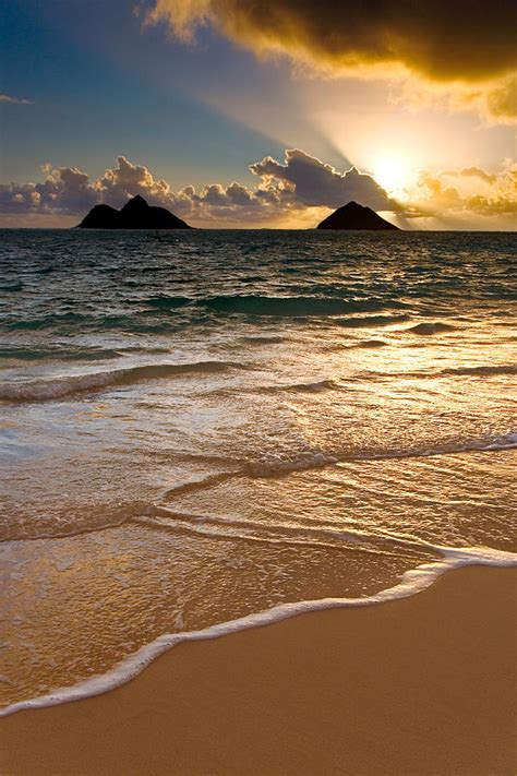 Lanikai Sunrise On Lanikai Beach With Beautiful Sand An Sky