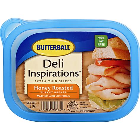 Butterball® Deli Inspirations® Extra Thin Sliced Honey Roasted Turkey Breast 9 Oz Tub Turkey