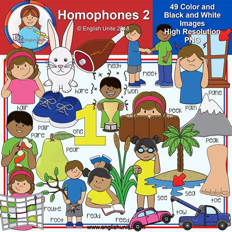 Clip Art Homophones 2 Educational Grammar Graphics By Etsy