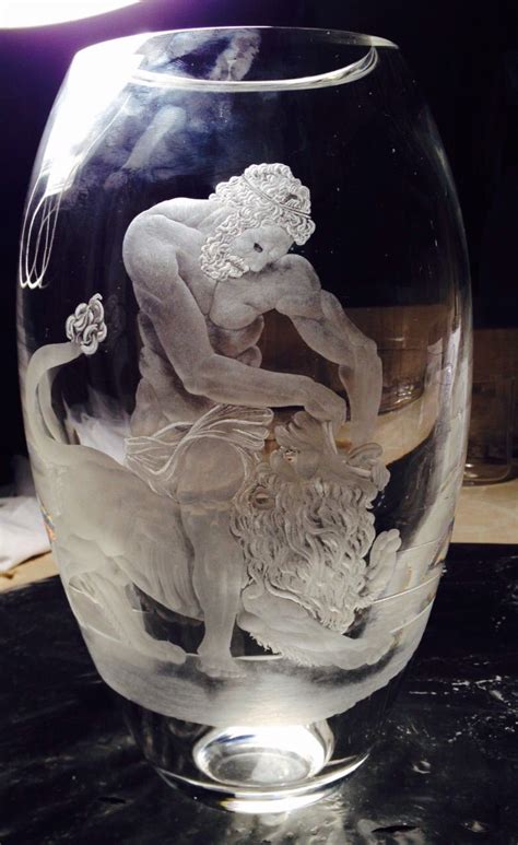 Hand Engraved Crystal Vase Ercole By And Cristalli Varisco Engraved