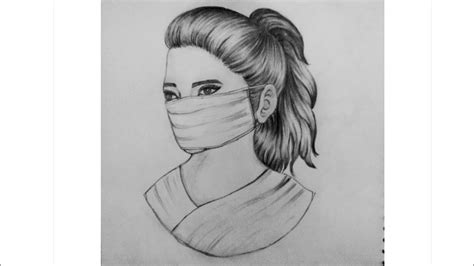 A Girl Wearing Mask How To Draw Girl With Mask Easy To Draw Girl