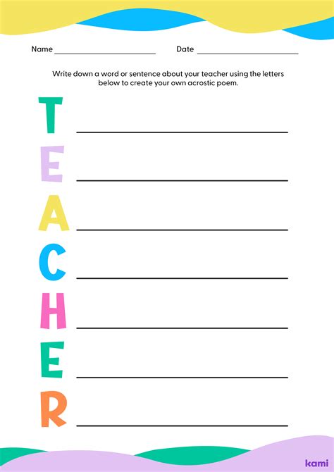 World Teachers Day Acrostic Poem For Teachers Perfect For Grades 1st 2nd 3rd 4th 5th