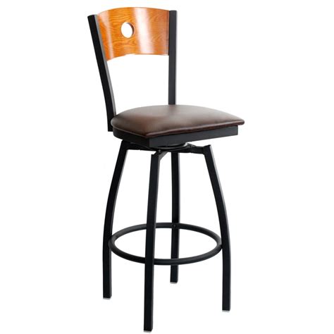 Interchangeable Back Metal Swivel Bar Stool With A Circled Back