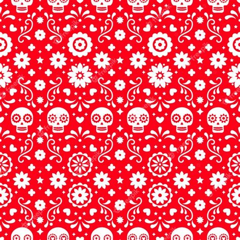 Premium Vector Day Of The Dead Seamless Pattern With Skulls And