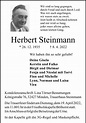 Traueranzeigen von Herbert Steinmann | Trauer.MT.de