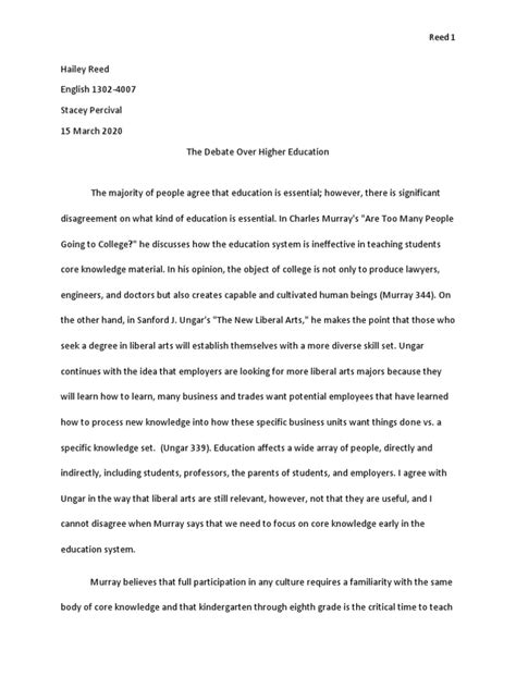 Hailey Reed Assignment 2 Final Pdf Curriculum Liberal Arts