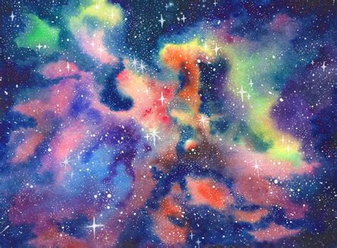 Space Painting Galaxy Original Art Nebula Watercolor Painting By Olga