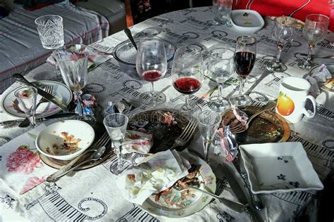 Mess On The Table After Party Stock Image Image Of Adult Life 44306695