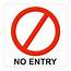 No Entry Symbolic Sign Printed On White ACP 150 X 150mm
