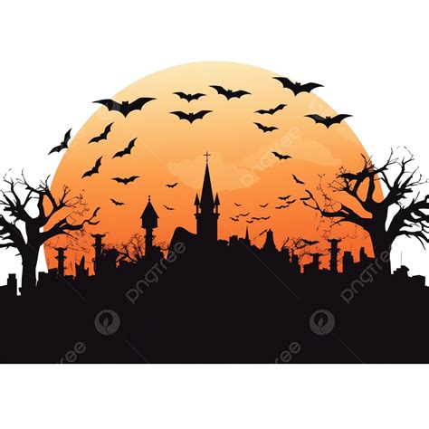 Happy Halloween Celebration Card With Bats Flying In Cemetery Grave