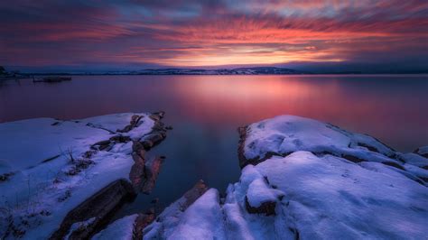 Картинки природа зима фотограф Ole Henrik Skjelstad норвегия озеро