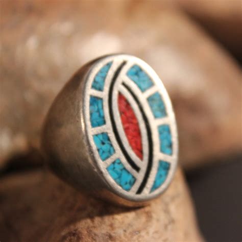Mens Ring Heavy Sterling Silver Navajo Native American Vintage