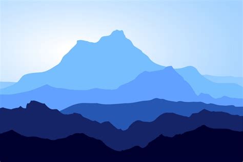 Huge Blue Mountains Set Vector By Msa Graphics Thehungryjpeg