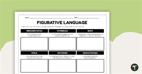 Figurative Language Worksheet Teaching Resource Teach Starter