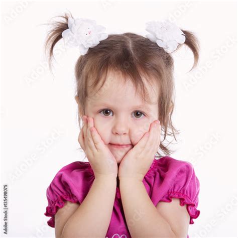Cute Little Girl On White Background Stock Photo And Royalty Free