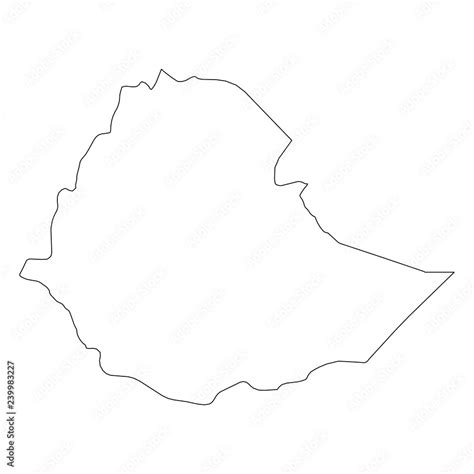 Ethiopia Solid Black Outline Border Map Of Country Area Simple Flat