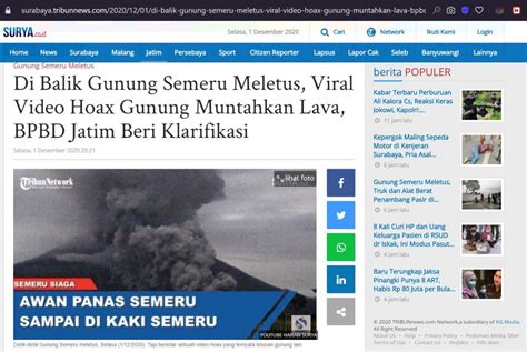 Salah Video Gunung Semeru Meletus Dinas Kominfo