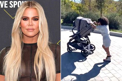 khloé kardashian shares new photo of true with son in stroller