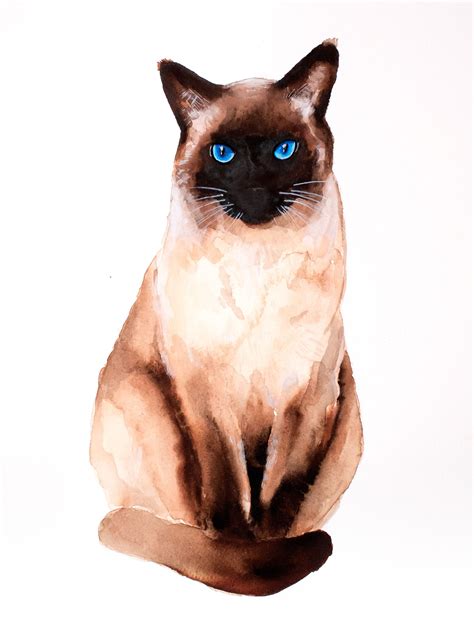 My Siamese Kitty Painting Watercolor Cat Siamese Cat Tattoos Cat Art