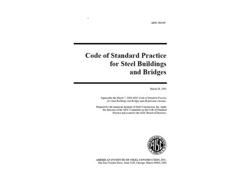 Code Of Standard Practice For Steel Buildings And Bridges Builders