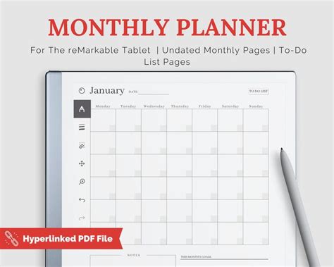 Remarkable Monthly Planner Digital Monthly Calendar To Do Etsy In Monthly Planner