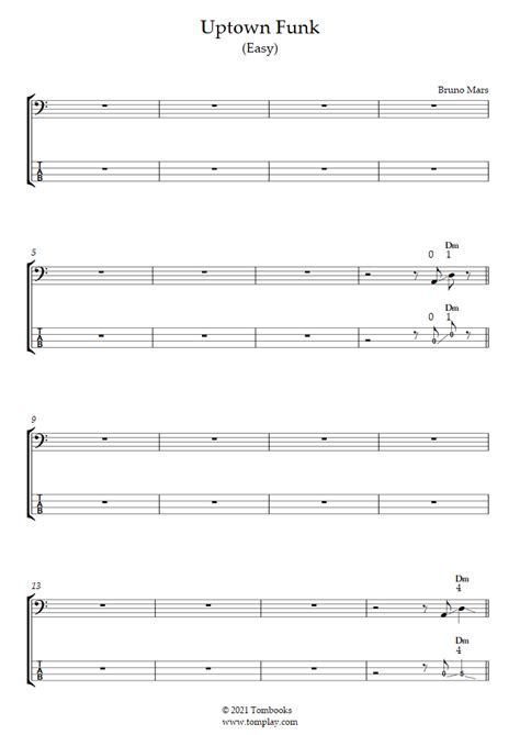 Uptown Funk Easy Level Bruno Mars Bass Tabs