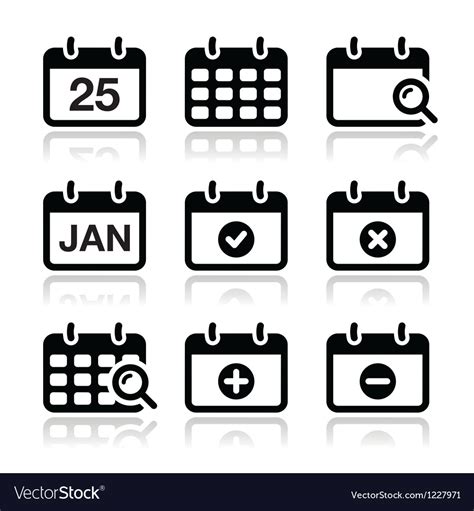 Calendar Date Icons Set Royalty Free Vector Image