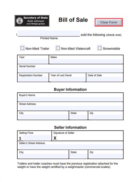 Free 6 Sample Trailer Bill Of Sale Forms In Pdf