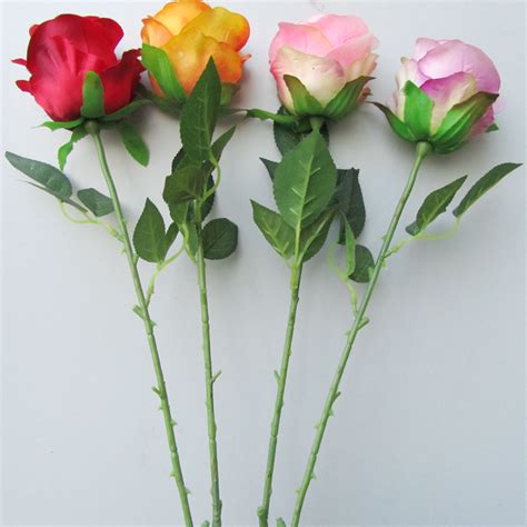 Cheap Artificial Fake Plastic Flower Single Rose Mix Color Buy Single