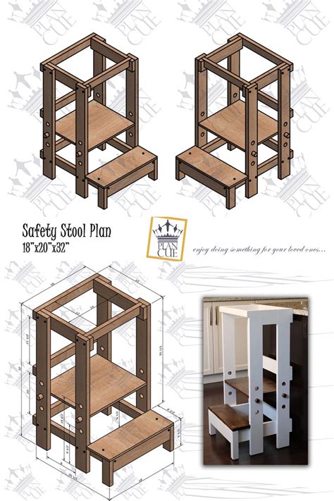 Toddler Step Stool Plan Montessori Learning Tower Wooden Helper Tower