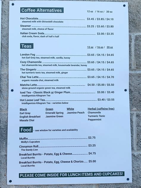 Menu at Dodge Street Coffeehouse restaurant, Iowa City