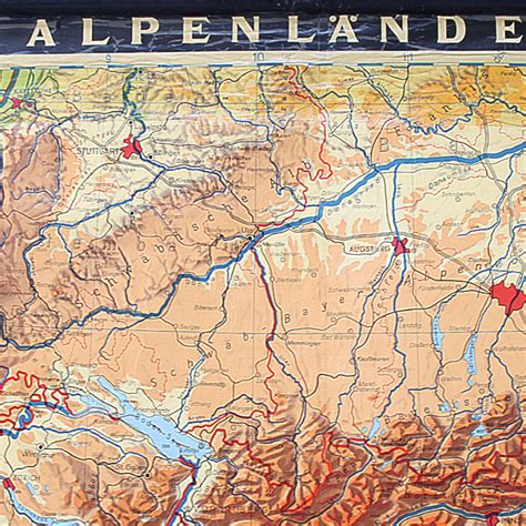 Vintage Geographical Giant Wall Map Of The Alps Vintage Matters
