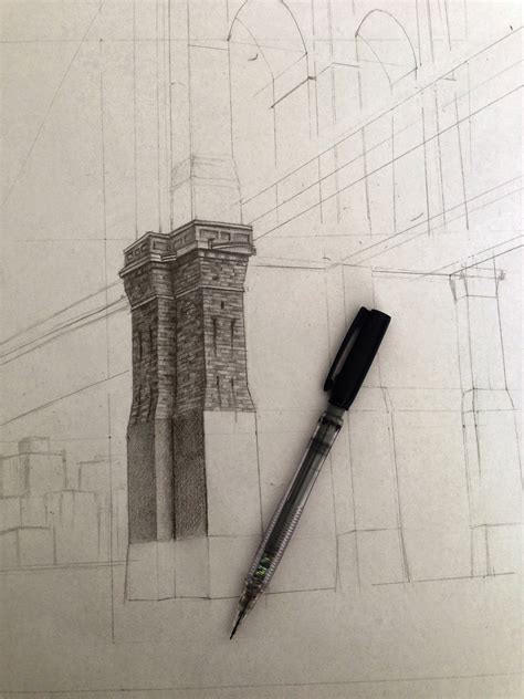 Architectural sketch challenge day 019 architectural sketch challenge by osama elfar #30day_archsketches_challenge the. Brooklyn Bridge - pencil drawing - Dreams of an Architect