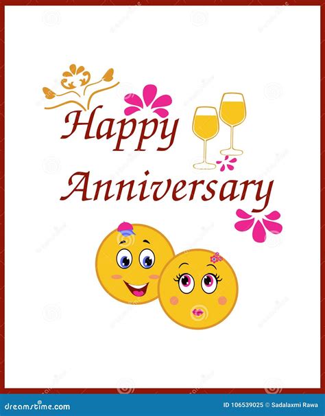 Happy Anniversary Greeting Card With Smiley Themes Stock Image